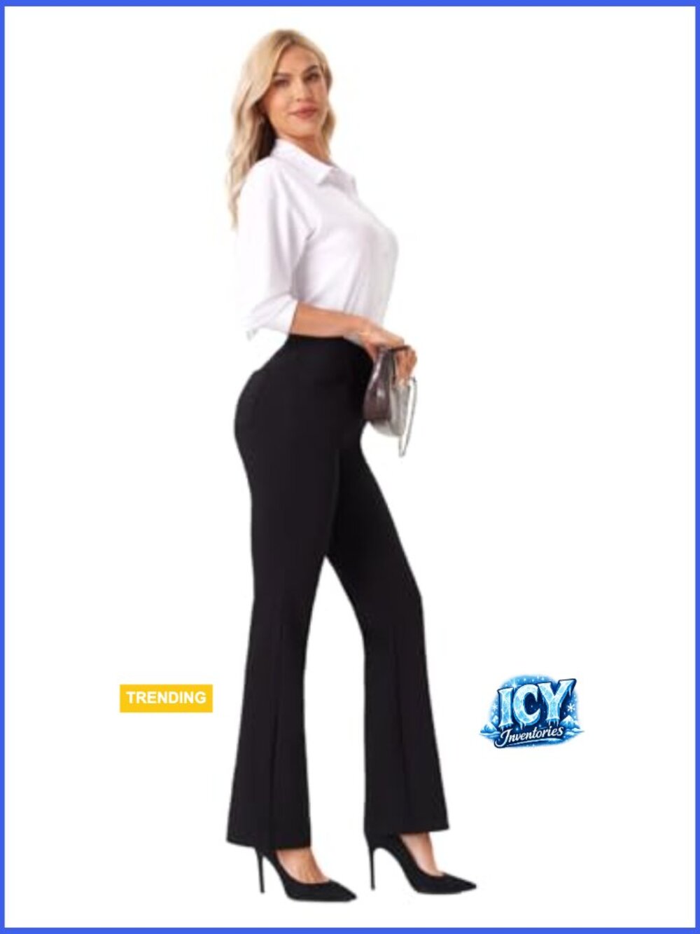 Stretchy Straight Leg Dress Pants Slacks with Pockets - Picture 4 of 7
